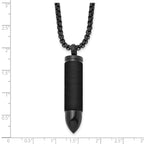 Men's Black Ion-Plated Brushed and Polished Bullet Stainless Steel Box Chain Necklace 3mm