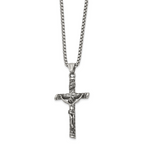 Men's Antiqued INRI Stainless Steel Box Chain Necklace 3mm