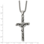 Men's Antiqued INRI Stainless Steel Box Chain Necklace 3mm