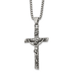 Men's Antiqued INRI Stainless Steel Box Chain Necklace 3mm