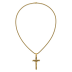 Men's Gold-Tone Antiqued INRI Stainless Steel Box Chain Necklace 3mm
