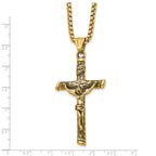 Men's Gold-Tone Antiqued INRI Stainless Steel Box Chain Necklace 3mm