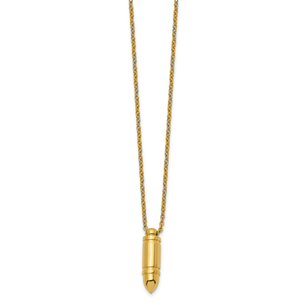 Men's Gold-Tone Polished Bullet Stainless Steel Cable Chain Necklace 2mm