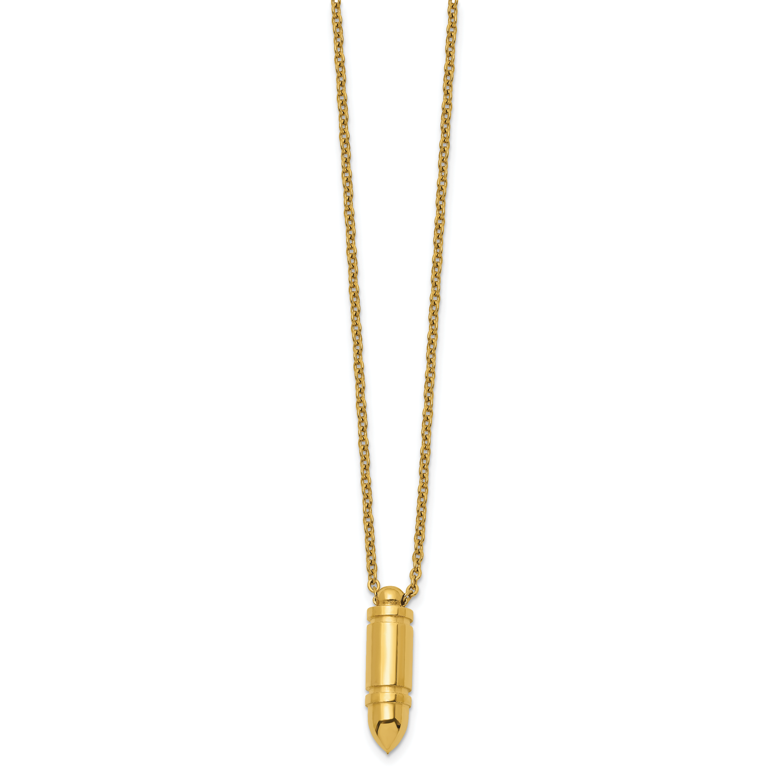 Men's Gold-Tone Polished Bullet Stainless Steel Cable Chain Necklace 2mm