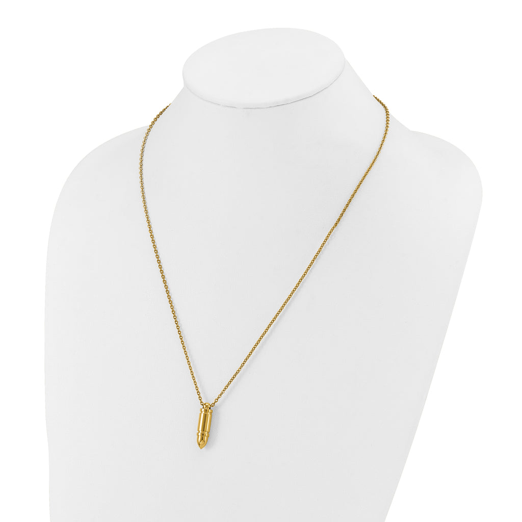 Men's Gold-Tone Polished Bullet Stainless Steel Cable Chain Necklace 2mm