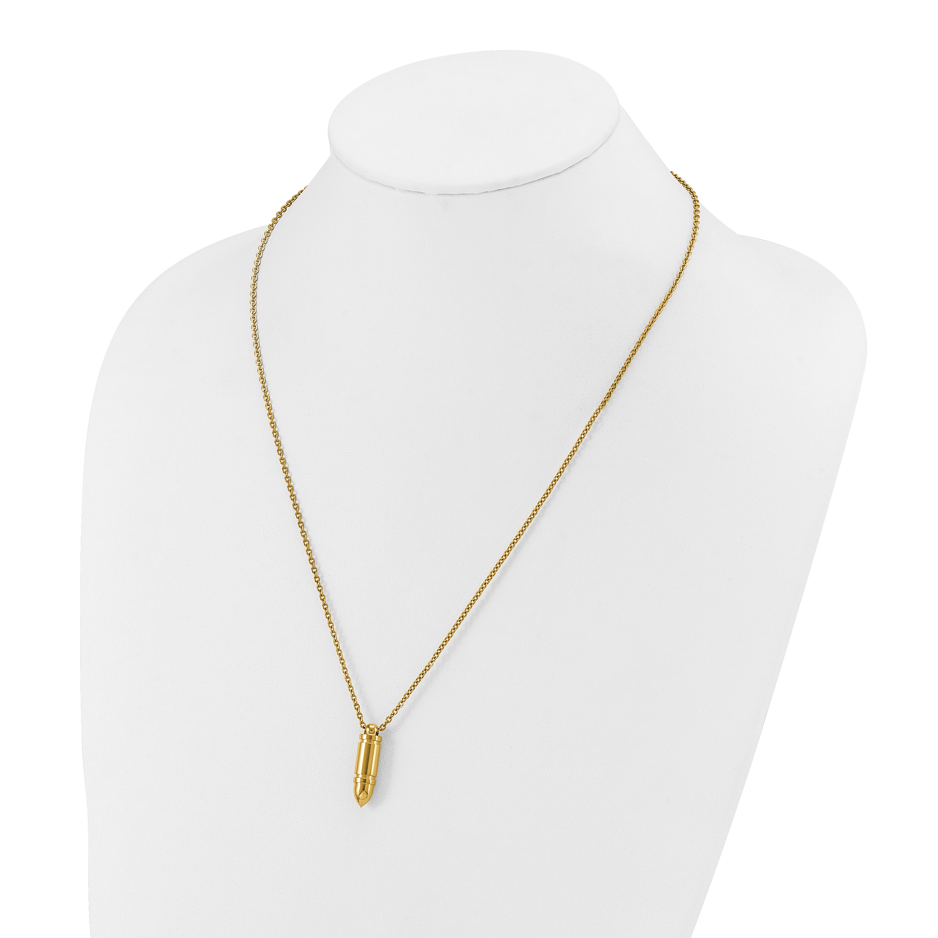Men's Gold-Tone Polished Bullet Stainless Steel Cable Chain Necklace 2mm