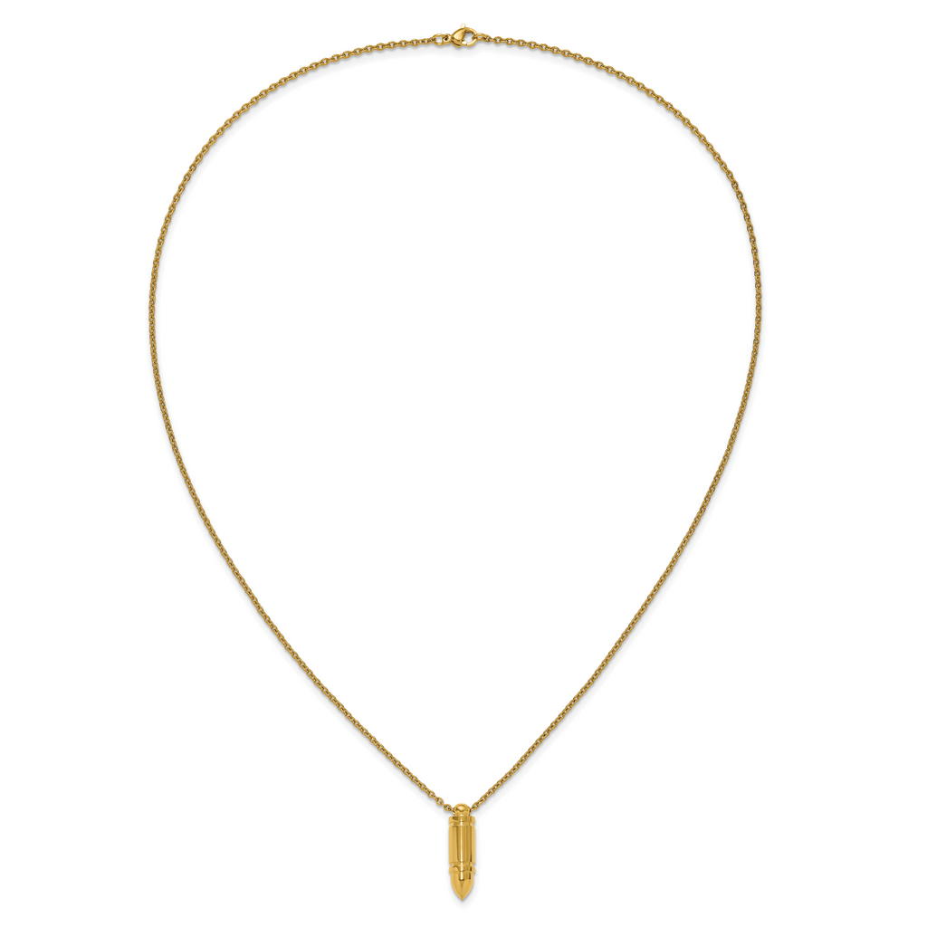 Men's Gold-Tone Polished Bullet Stainless Steel Cable Chain Necklace 2mm