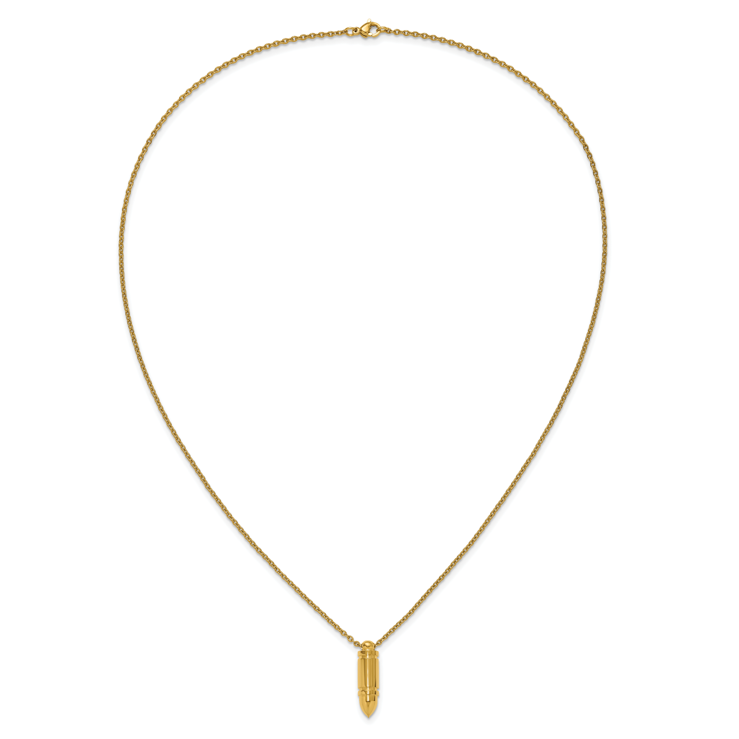 Men's Gold-Tone Polished Bullet Stainless Steel Cable Chain Necklace 2mm
