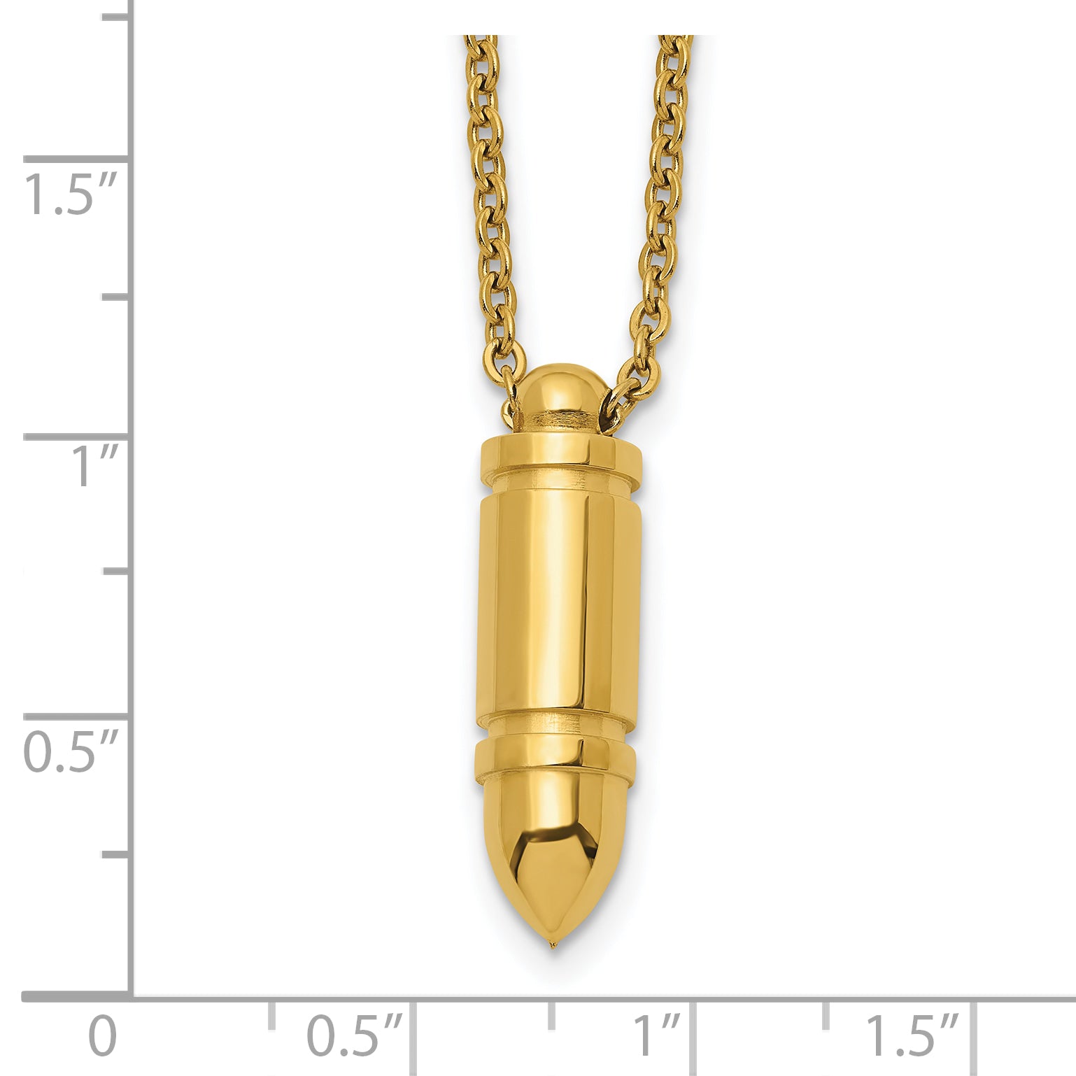 Men's Gold-Tone Polished Bullet Stainless Steel Cable Chain Necklace 2mm