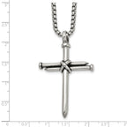 Men's Antiqued Nail Cross Stainless Steel Box Chain Necklace 3mm