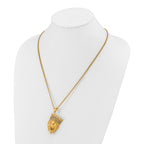 Men's Gold-Tone Polished Cubic Zirconia Crown Stainless Steel Curb Chain Necklace 3mm