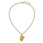 Men's Gold-Tone Polished Cubic Zirconia Crown Stainless Steel Curb Chain Necklace 3mm