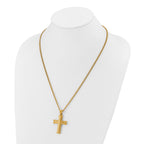 Men's Gold-Tone Polished Cross Stainless Steel Curb Chain Necklace 3mm