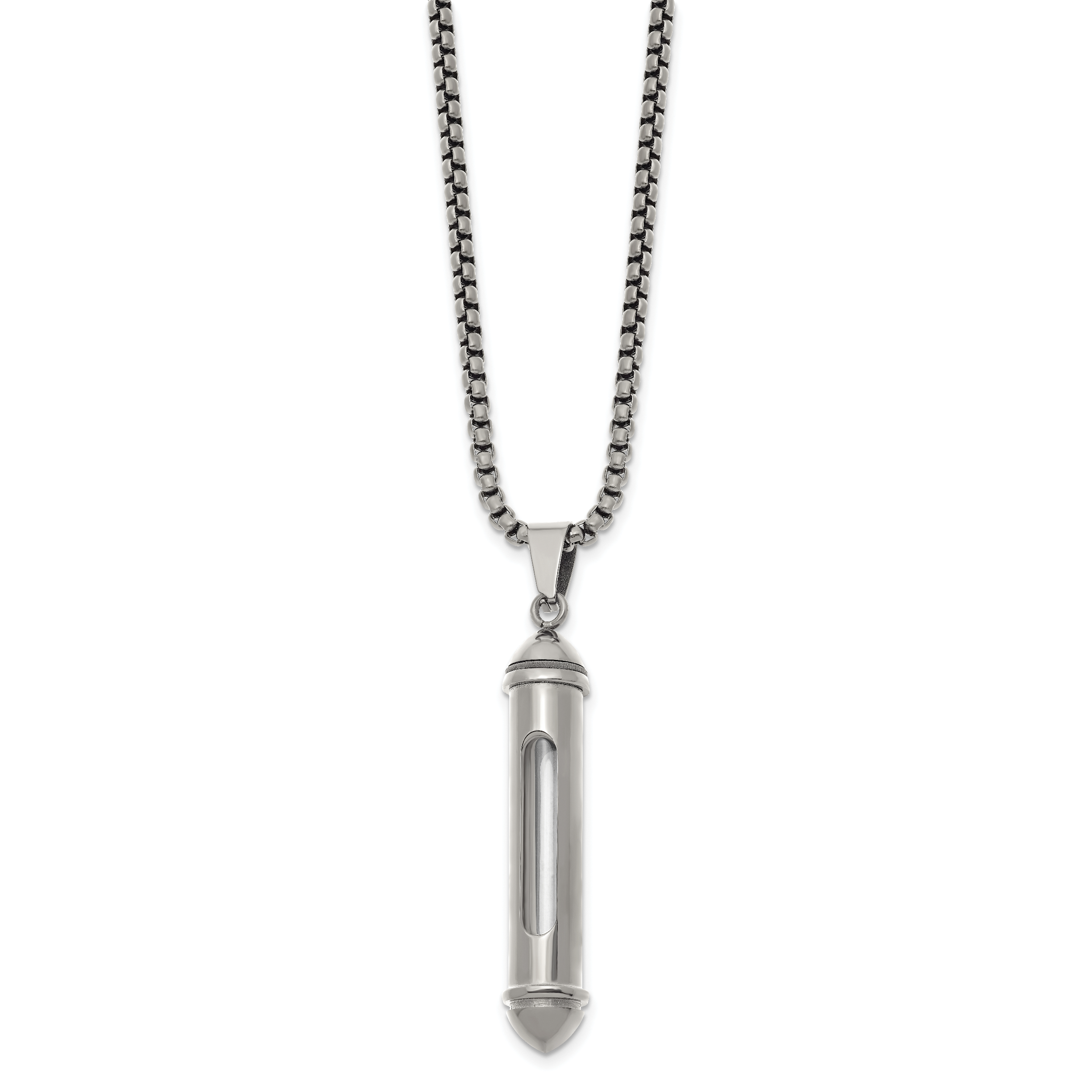 Men's Polished Bullet Stainless Steel Box Chain Necklace 3mm Secondary image