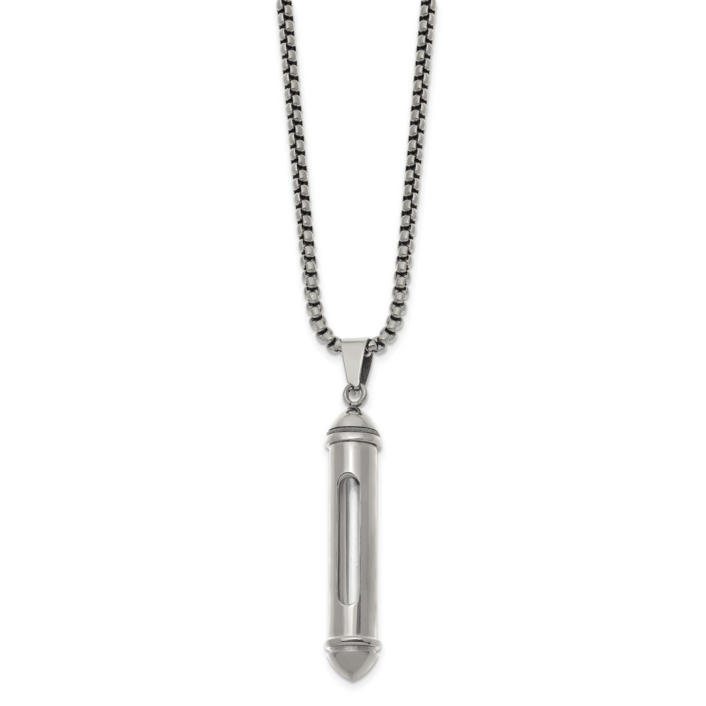 Men's Polished Bullet Stainless Steel Box Chain Necklace 3mm