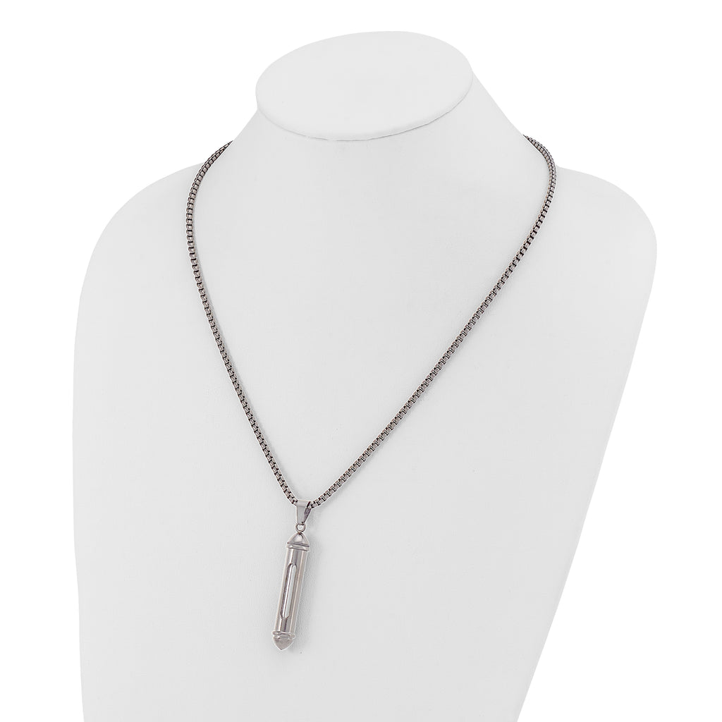 Men's Polished Bullet Stainless Steel Box Chain Necklace 3mm