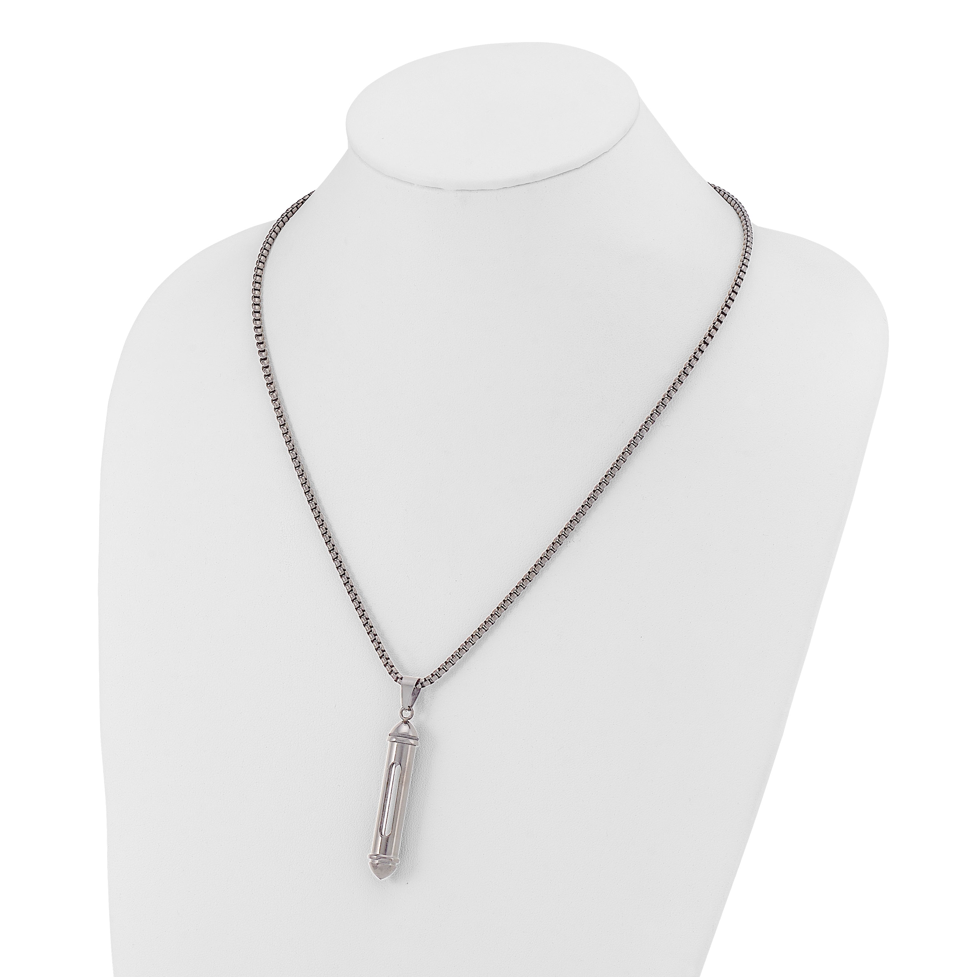 Men's Polished Bullet Stainless Steel Box Chain Necklace 3mm
