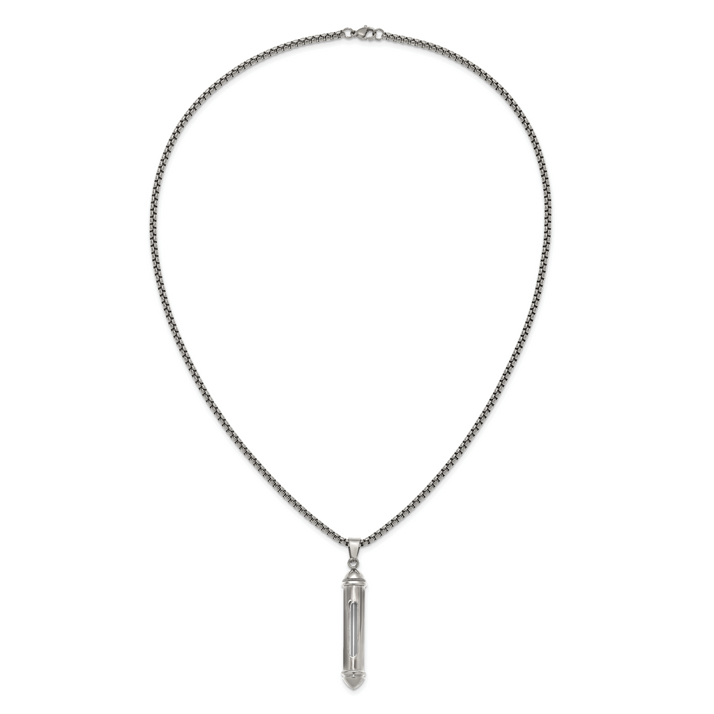 Men's Polished Bullet Stainless Steel Box Chain Necklace 3mm