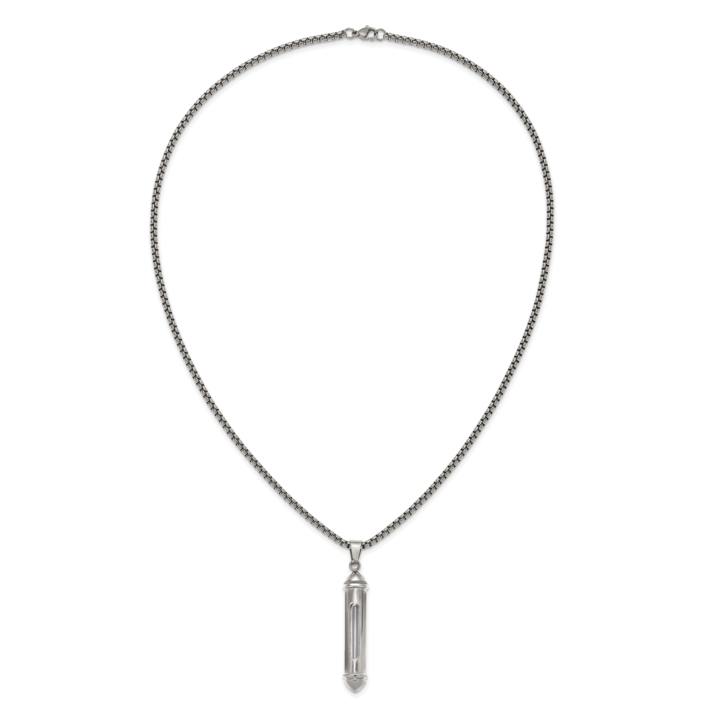 Men's Polished Bullet Stainless Steel Box Chain Necklace 3mm