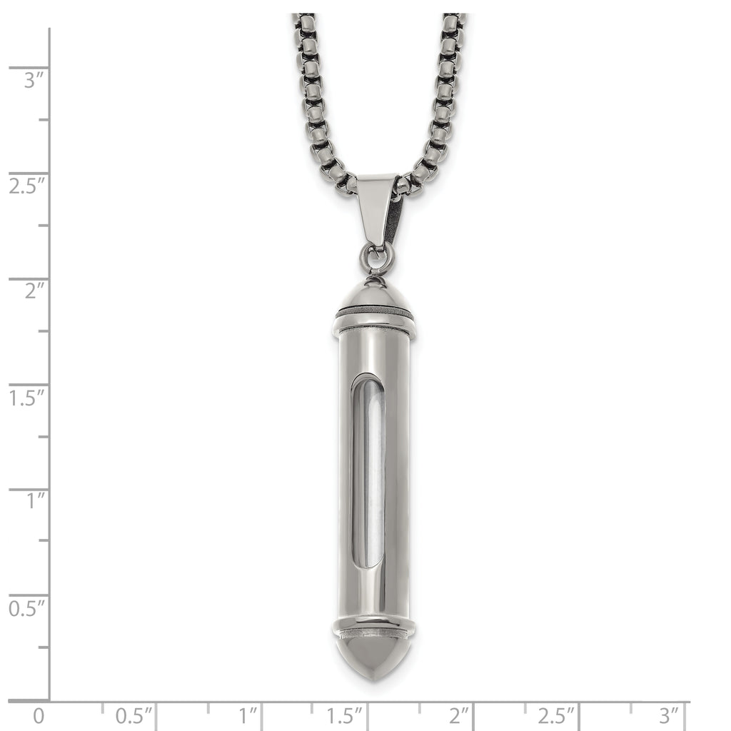 Men's Polished Bullet Stainless Steel Box Chain Necklace 3mm