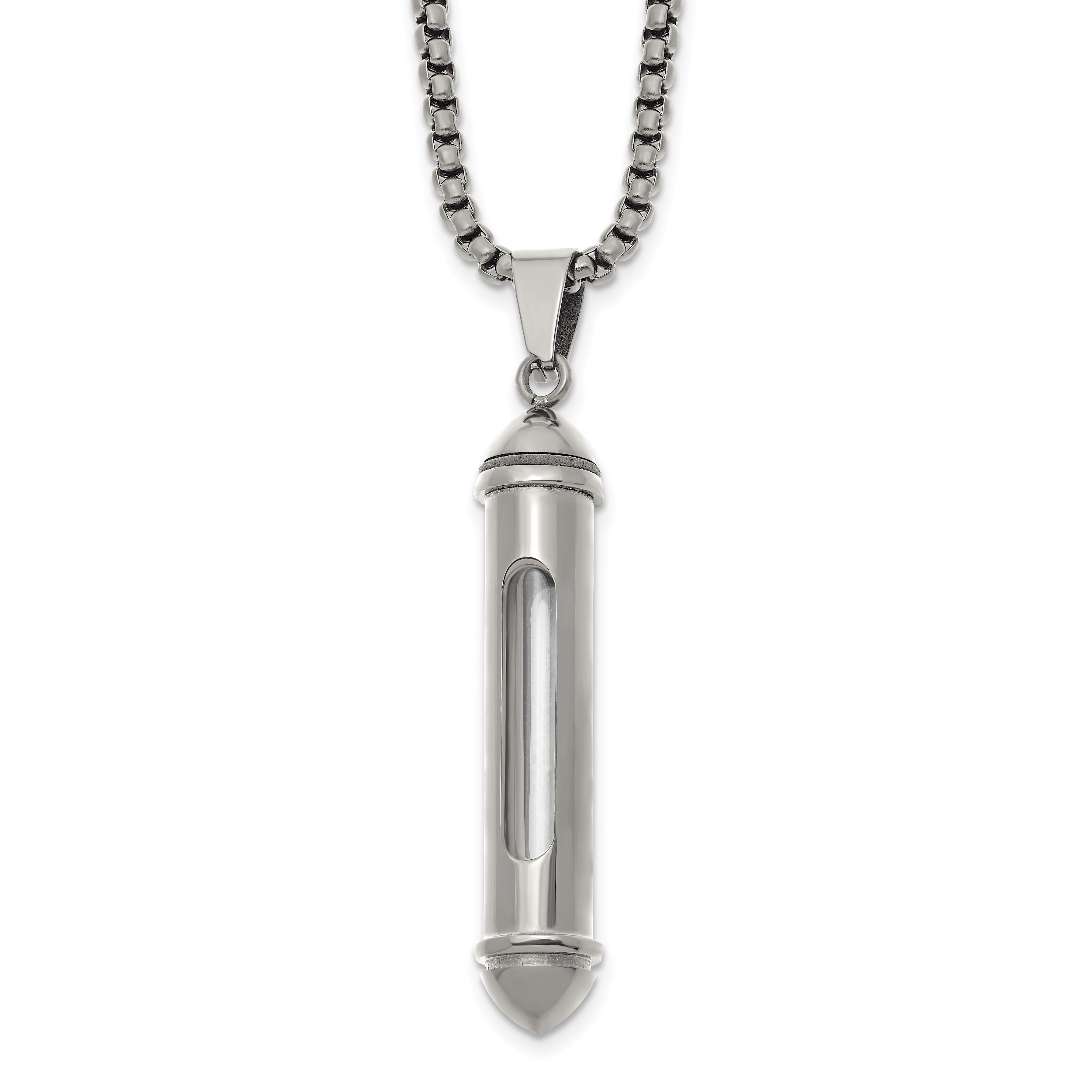 Men's Polished Bullet Stainless Steel Box Chain Necklace 3mm Main image