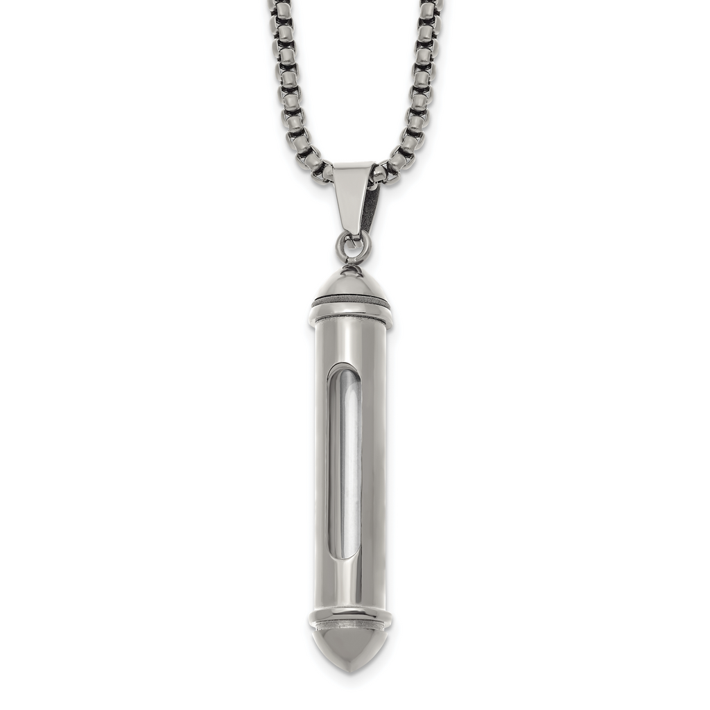 Men's Polished Bullet Stainless Steel Box Chain Necklace 3mm