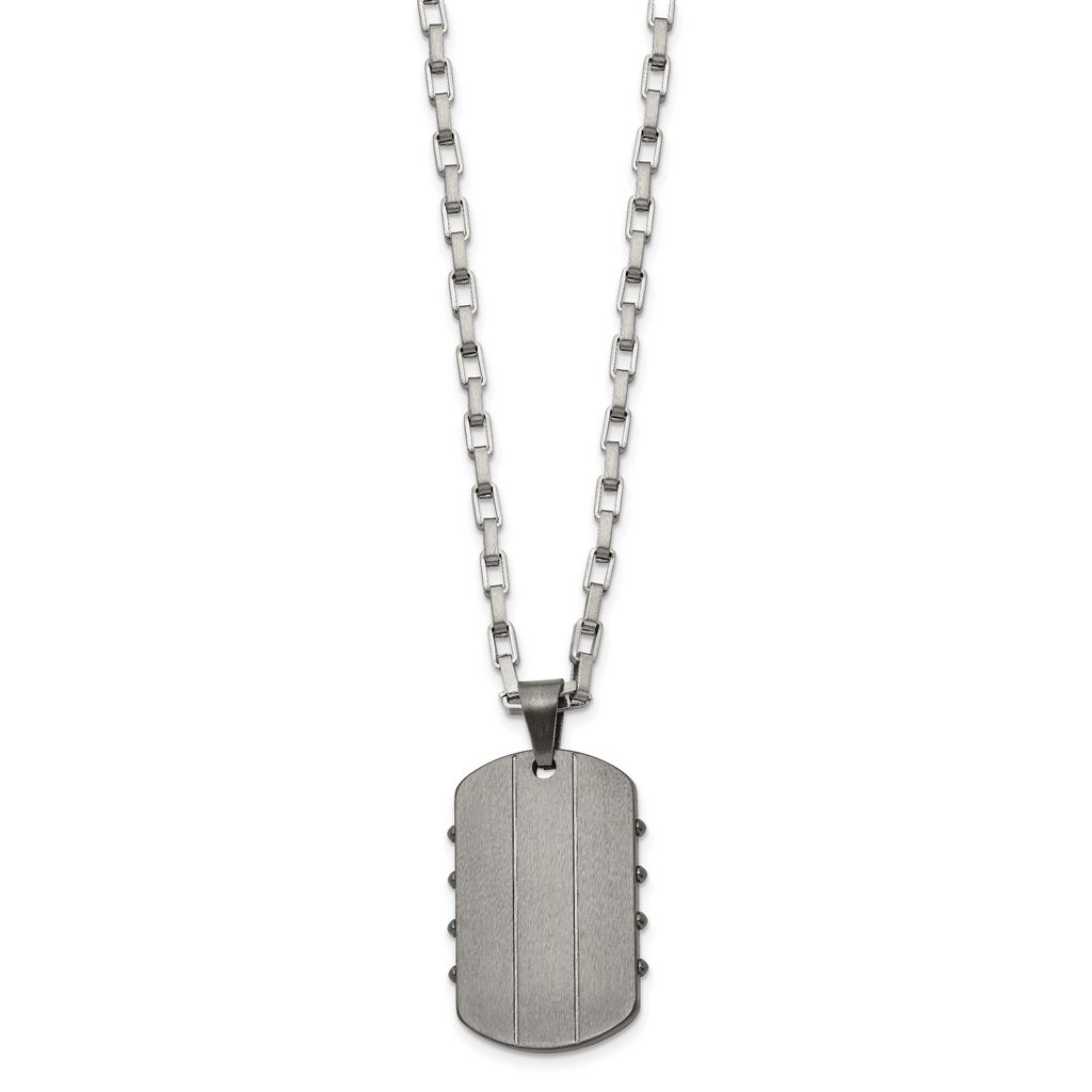 Men's Gunmetal Brushed and Polished Dog Tag Stainless Steel Necklace 3mm
