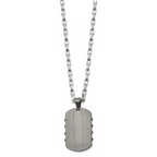 Men's Gunmetal Brushed and Polished Dog Tag Stainless Steel Necklace 3mm