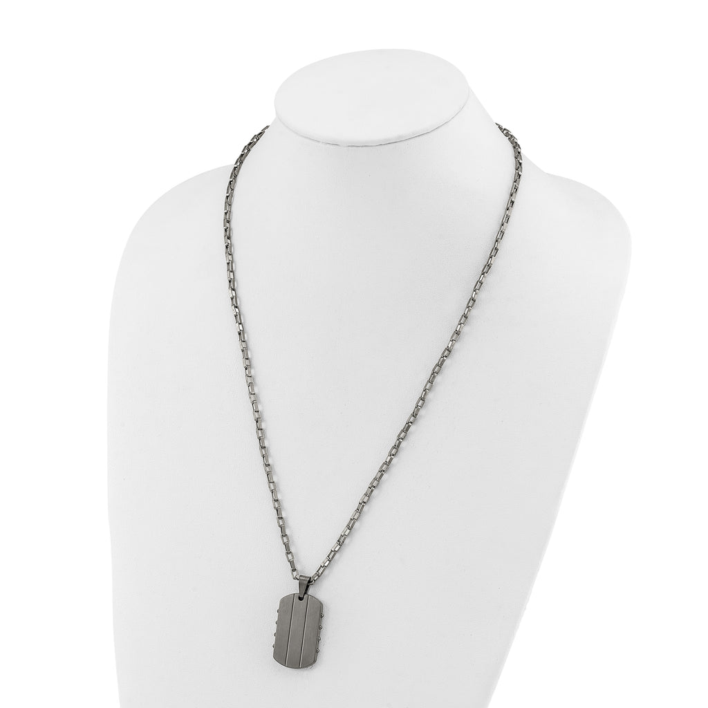 Men's Gunmetal Brushed and Polished Dog Tag Stainless Steel Necklace 3mm