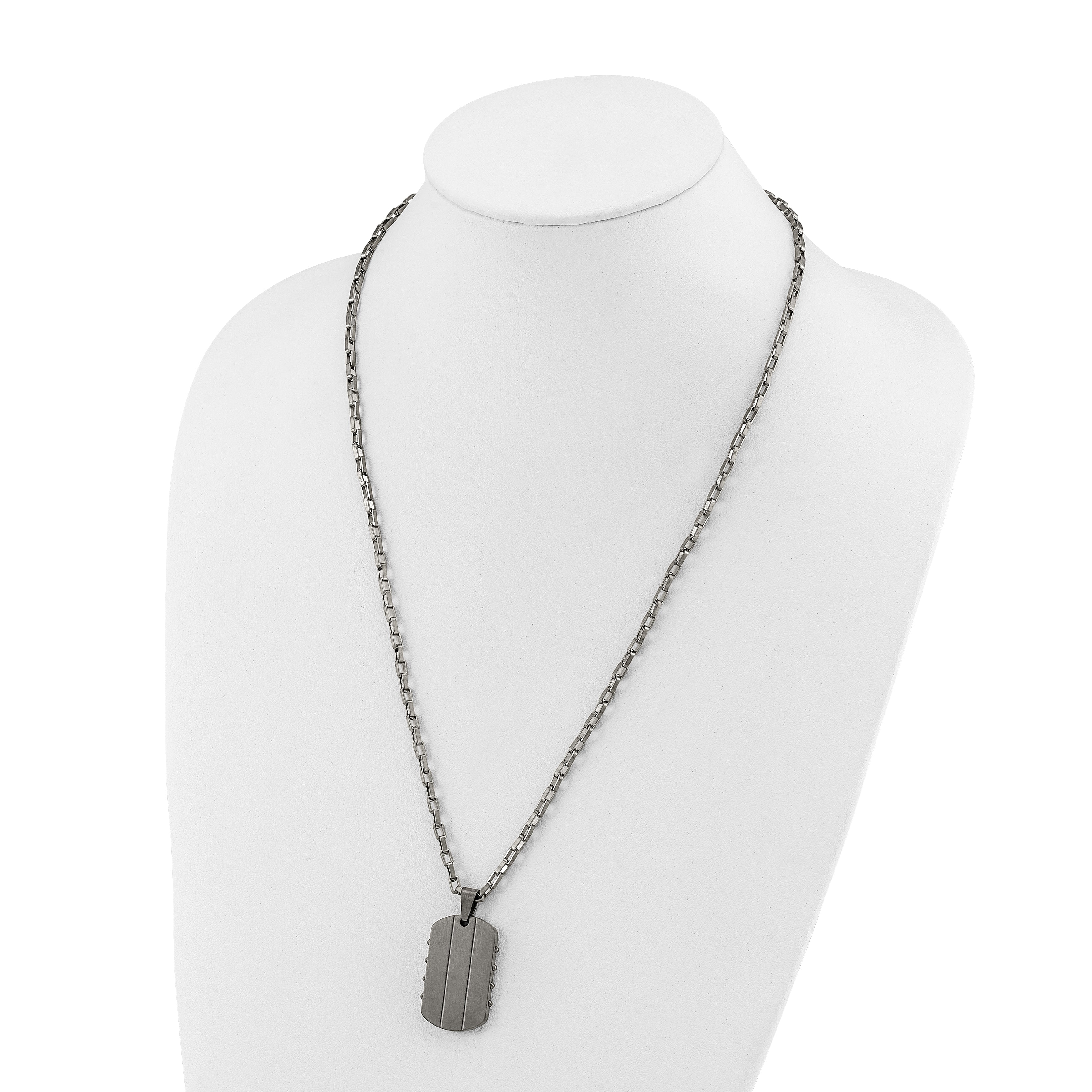 Men's Gunmetal Brushed and Polished Dog Tag Stainless Steel Necklace 3mm