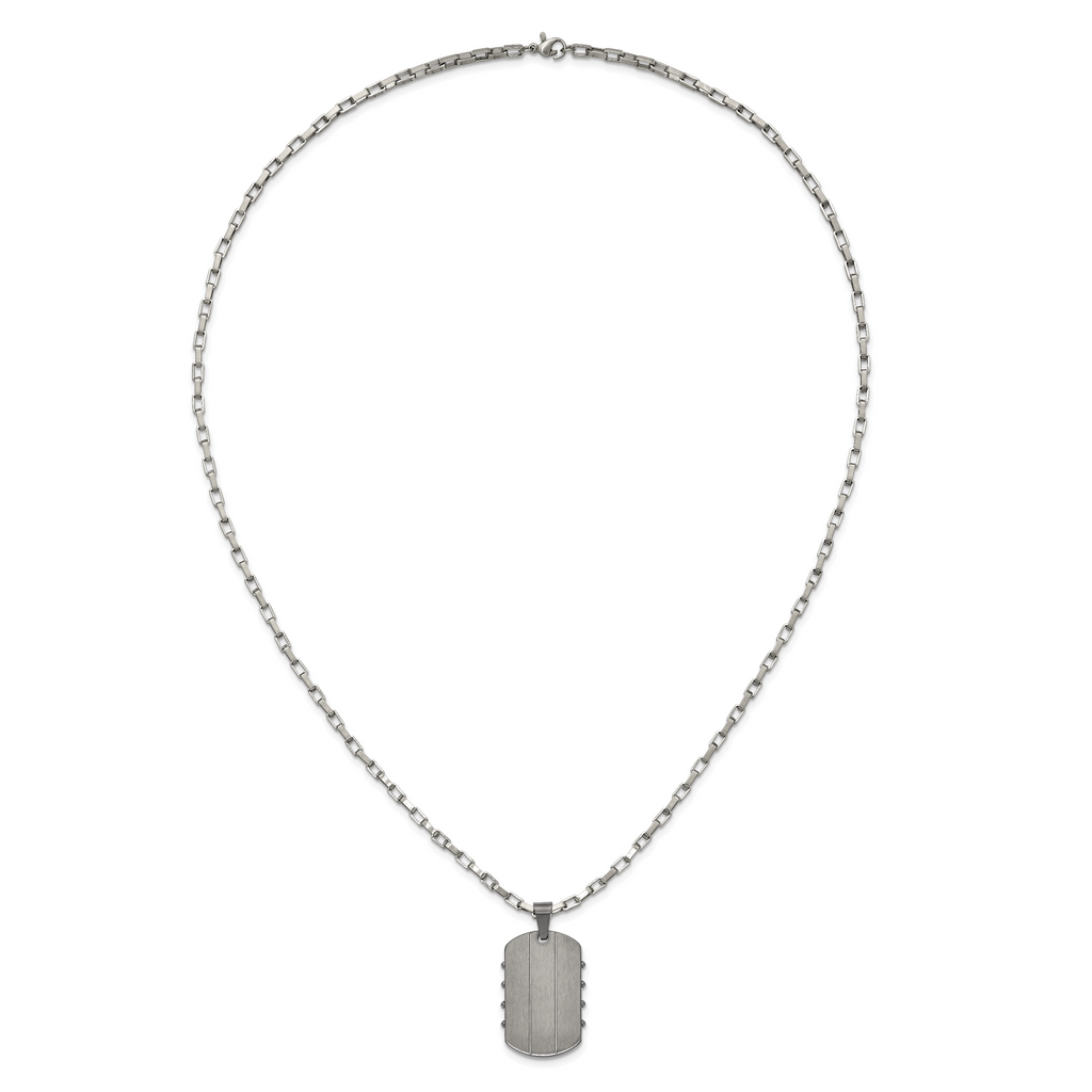 Men's Gunmetal Brushed and Polished Dog Tag Stainless Steel Necklace 3mm