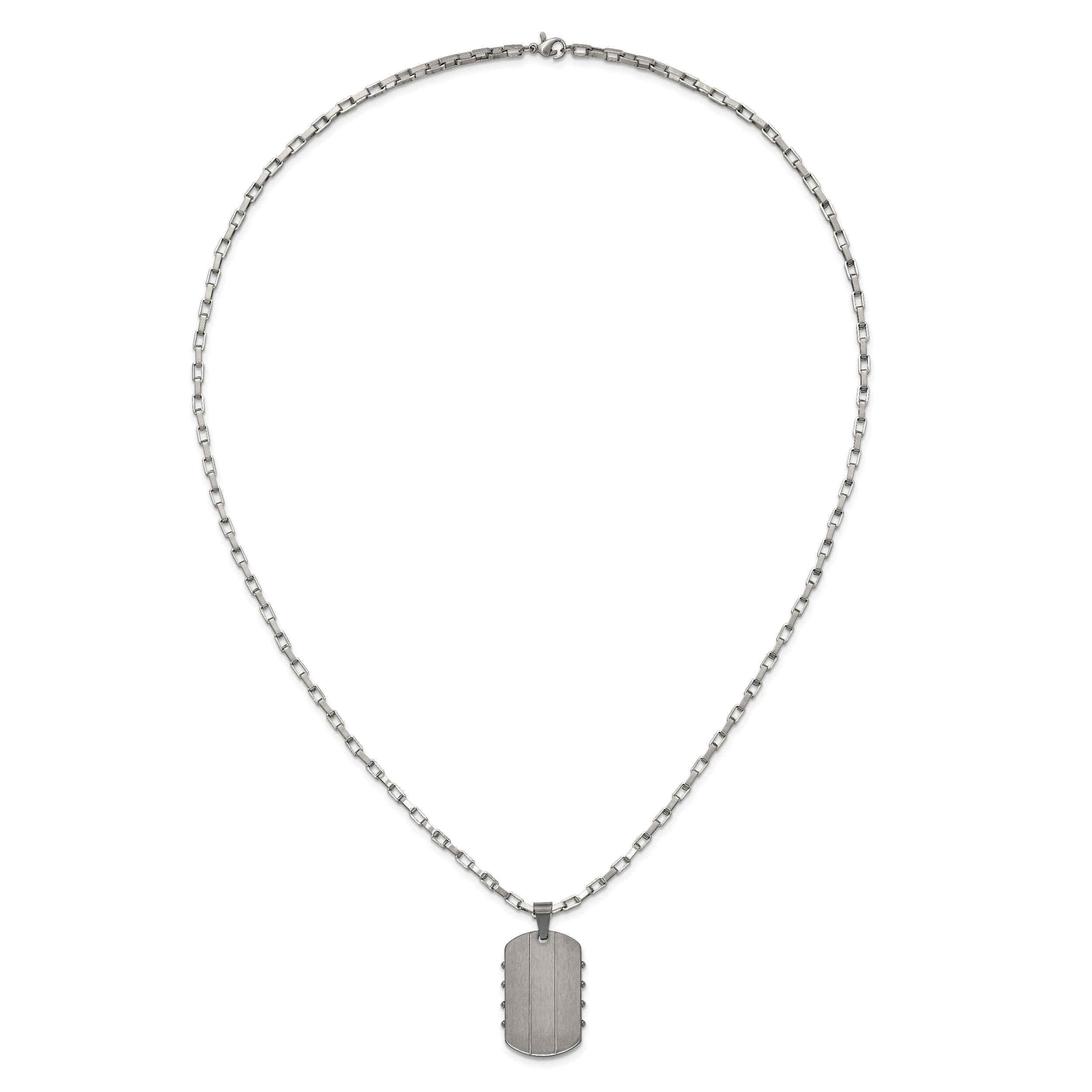 Men's Gunmetal Brushed and Polished Dog Tag Stainless Steel Necklace 3mm