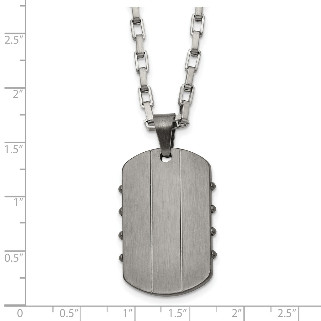Men's Gunmetal Brushed and Polished Dog Tag Stainless Steel Necklace 3mm