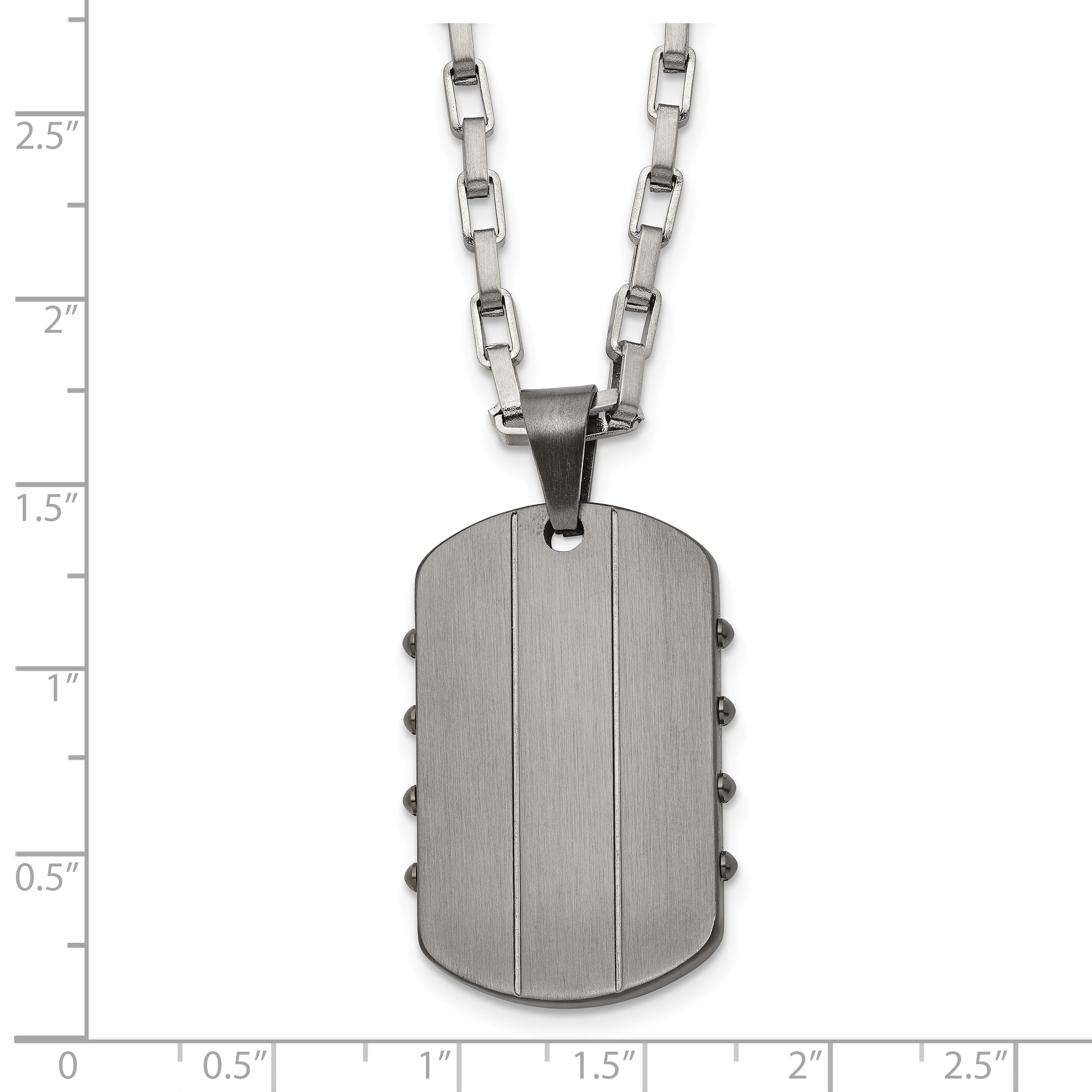 Men's Gunmetal Brushed and Polished Dog Tag Stainless Steel Necklace 3mm