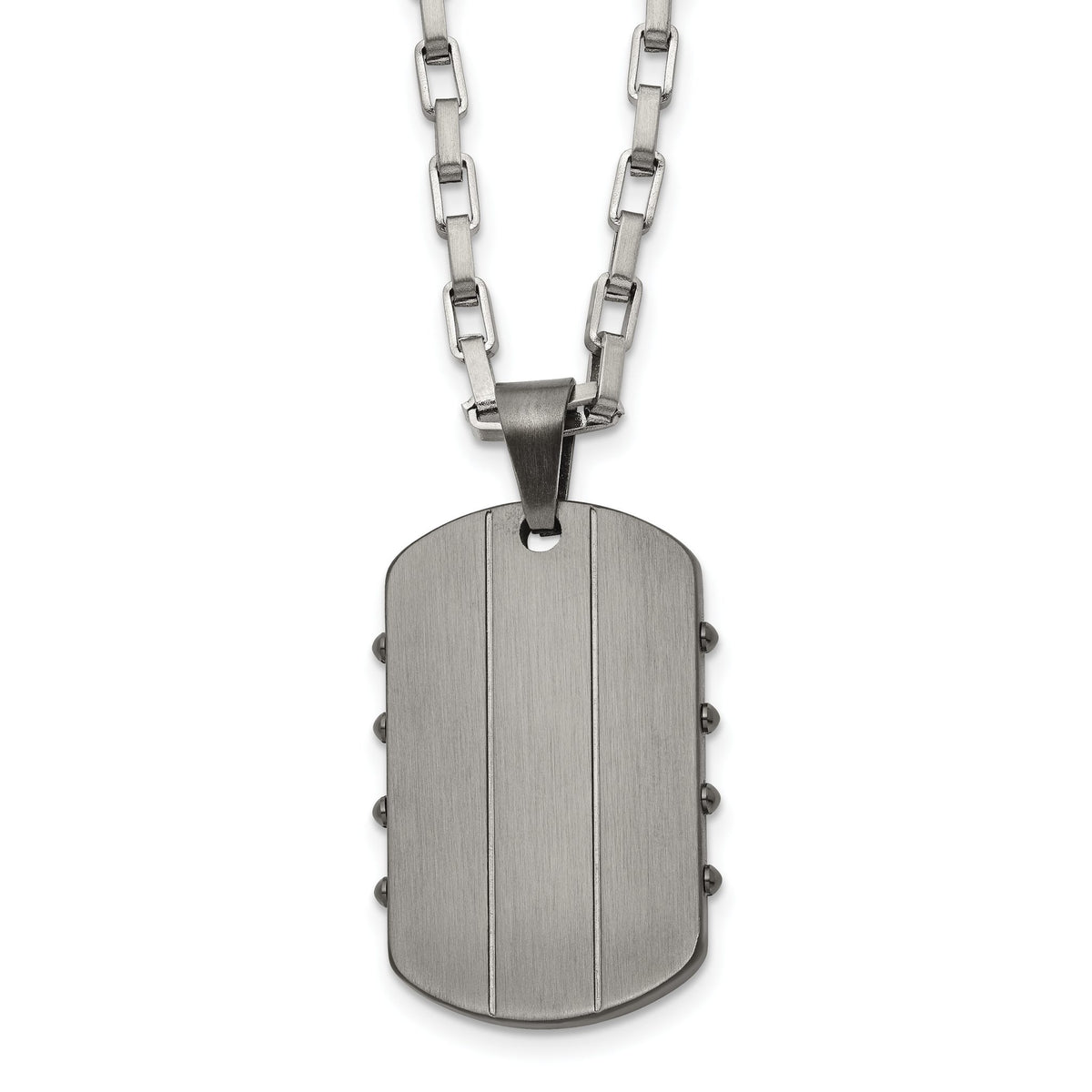 Chisel Dog Tag Necklace in Gunmetal IP-Plated Stainless Steel, 24 Inch - Sophia Jewelers Main image