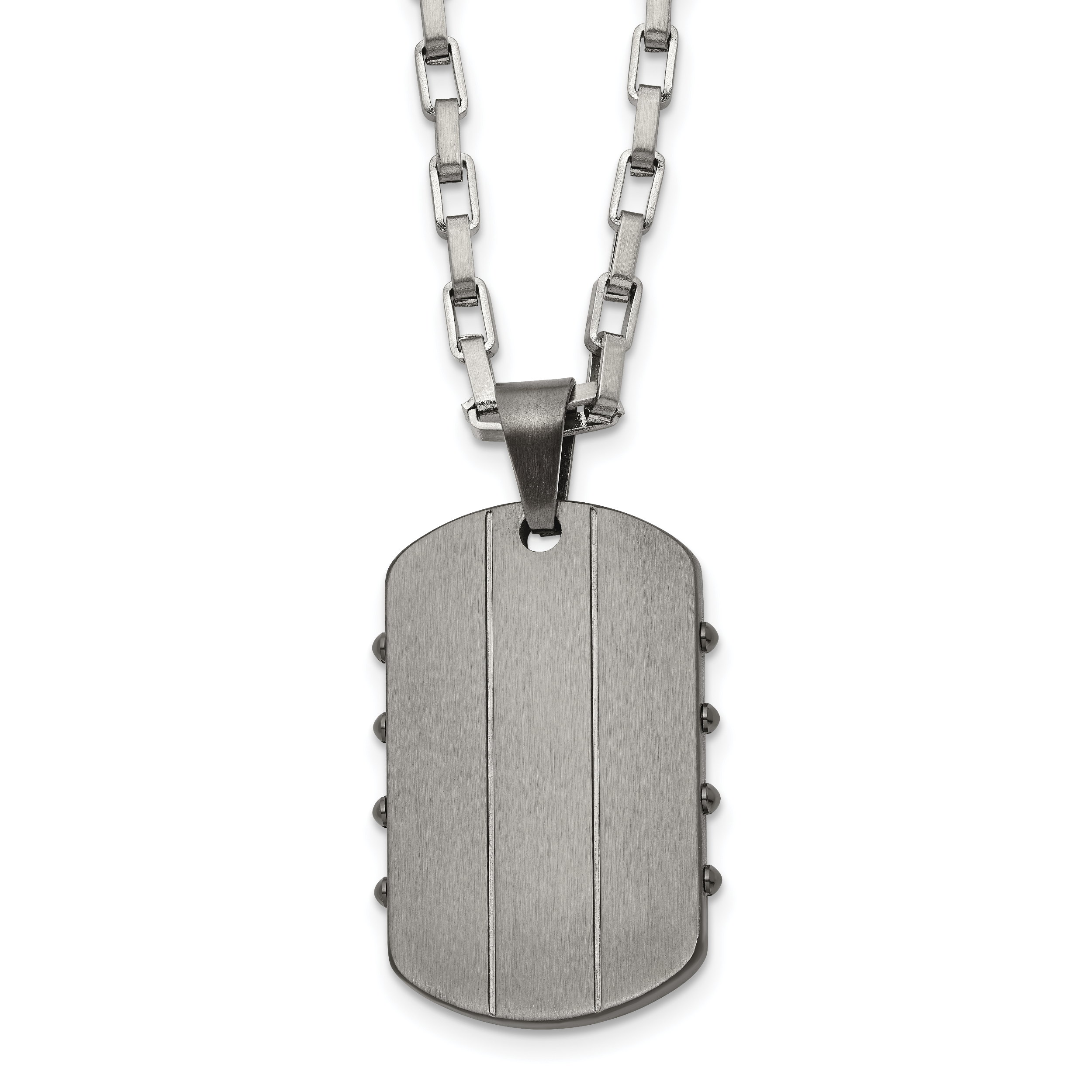 Men's Gunmetal Brushed and Polished Dog Tag Stainless Steel Necklace 3mm Main image