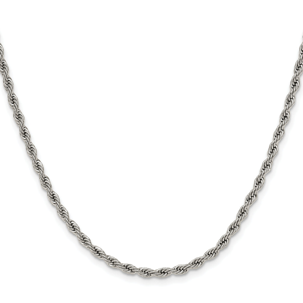 Polished Stainless Steel Rope Chain Necklace 3mm