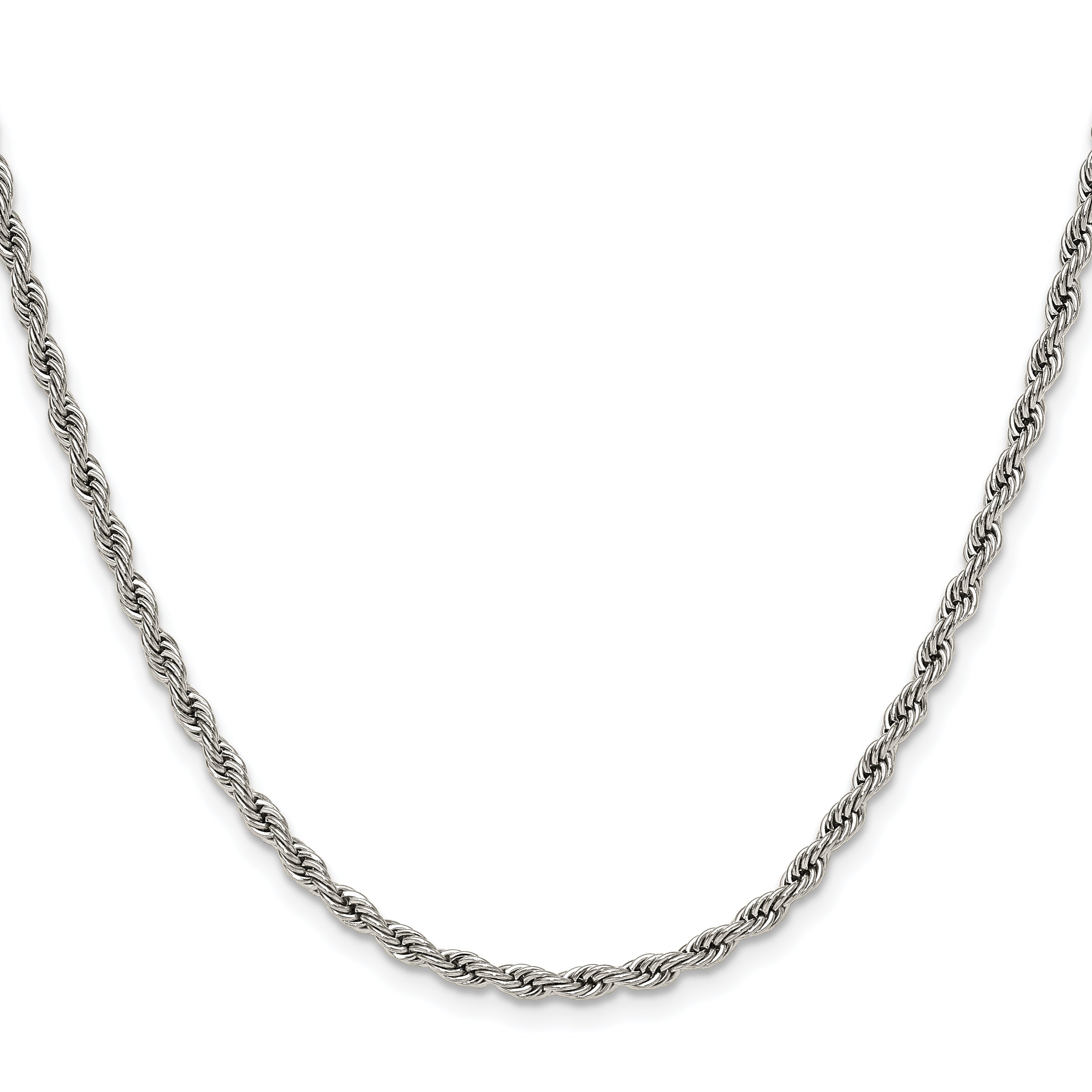 Polished Stainless Steel Rope Chain Necklace 3mm