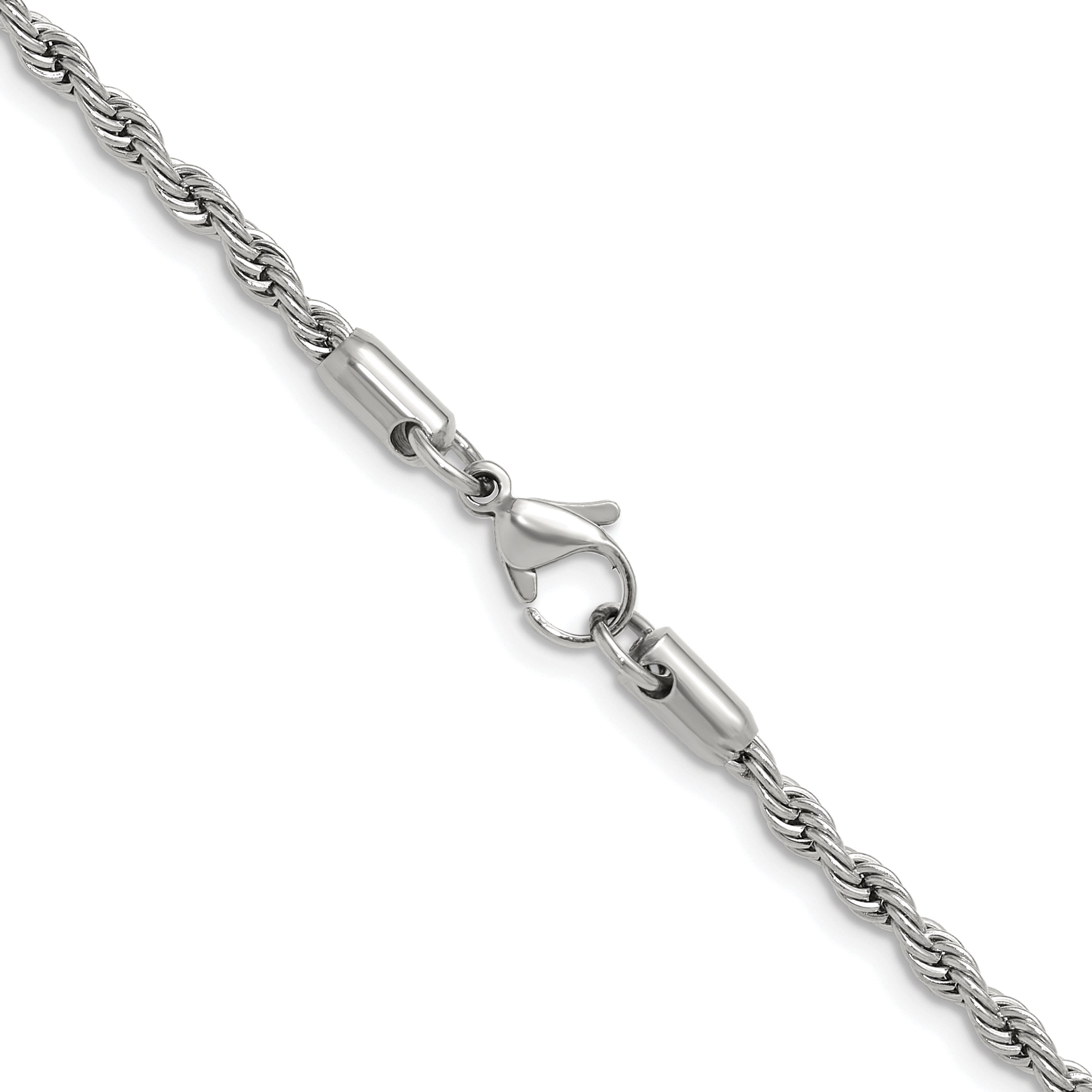 Polished Stainless Steel Rope Chain Necklace 3mm