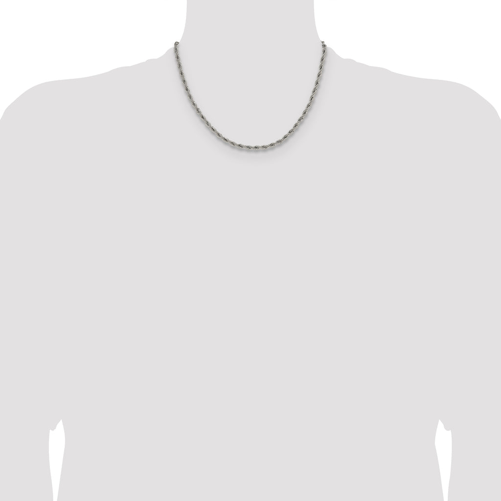 Polished Stainless Steel Rope Chain Necklace 3mm