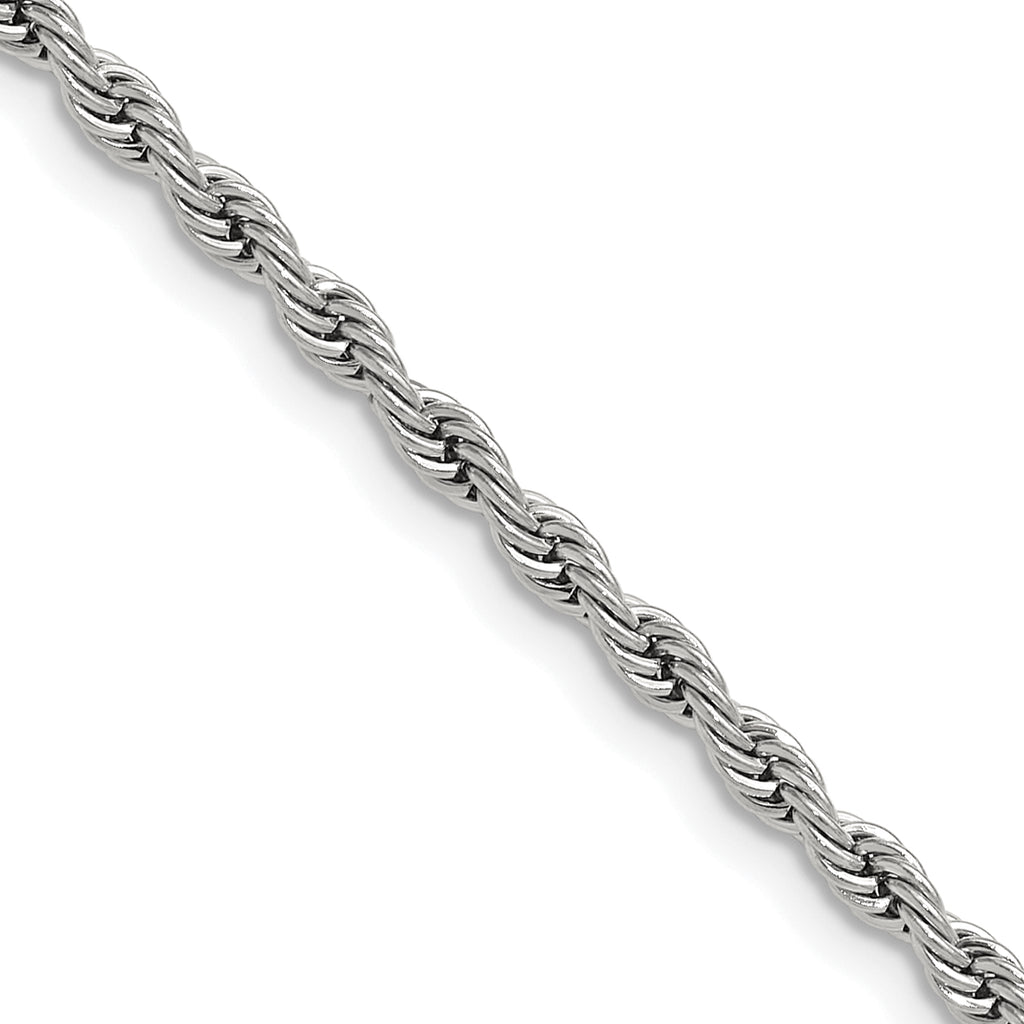 Polished Stainless Steel Rope Chain Necklace 3mm