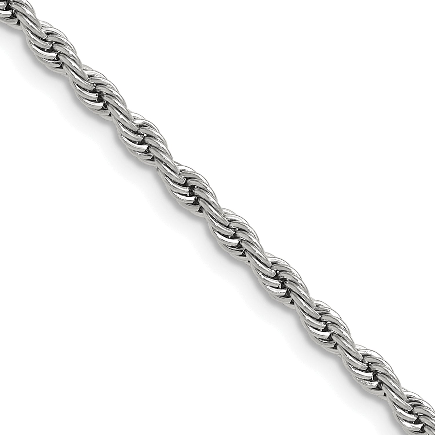 Polished Stainless Steel Rope Chain Necklace 3mm