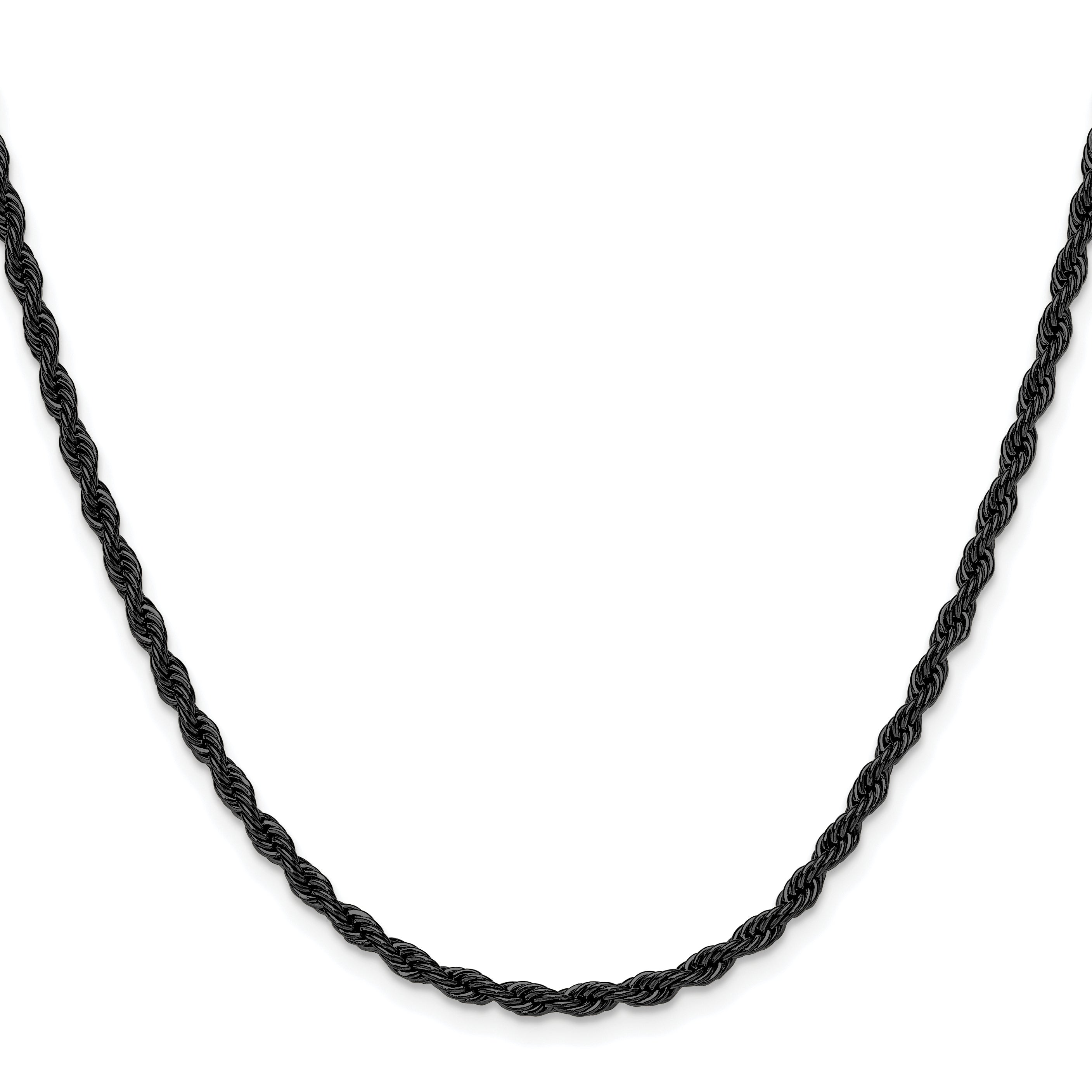 Polished Black Stainless Steel Rope Chain Necklace 3mm Secondary image