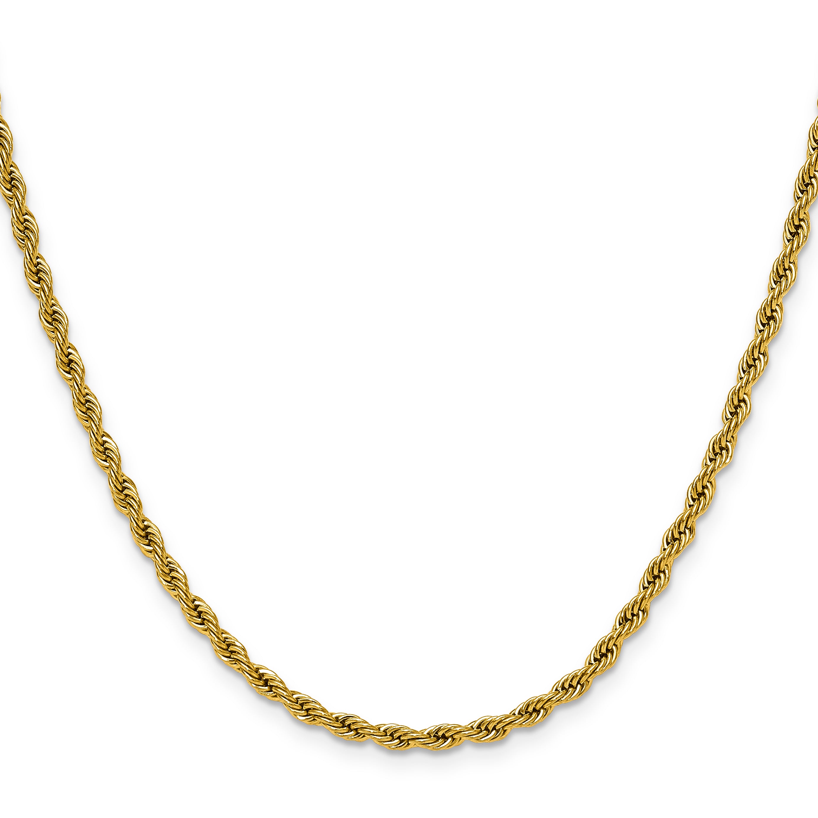 Polished Gold-Tone Stainless Steel Rope Chain Necklace 3mm Secondary image