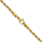 Polished Gold-Tone Stainless Steel Rope Chain Necklace 3mm