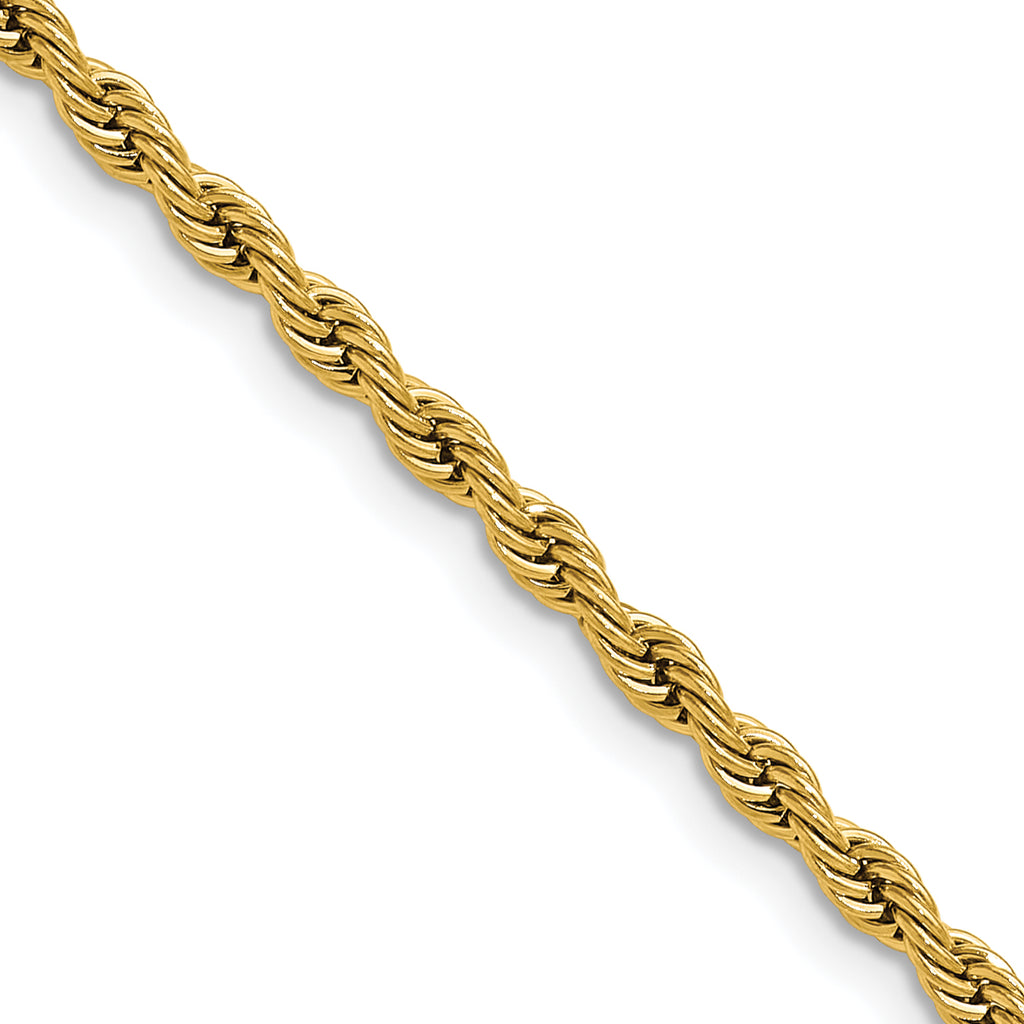Polished Gold-Tone Stainless Steel Rope Chain Necklace 3mm