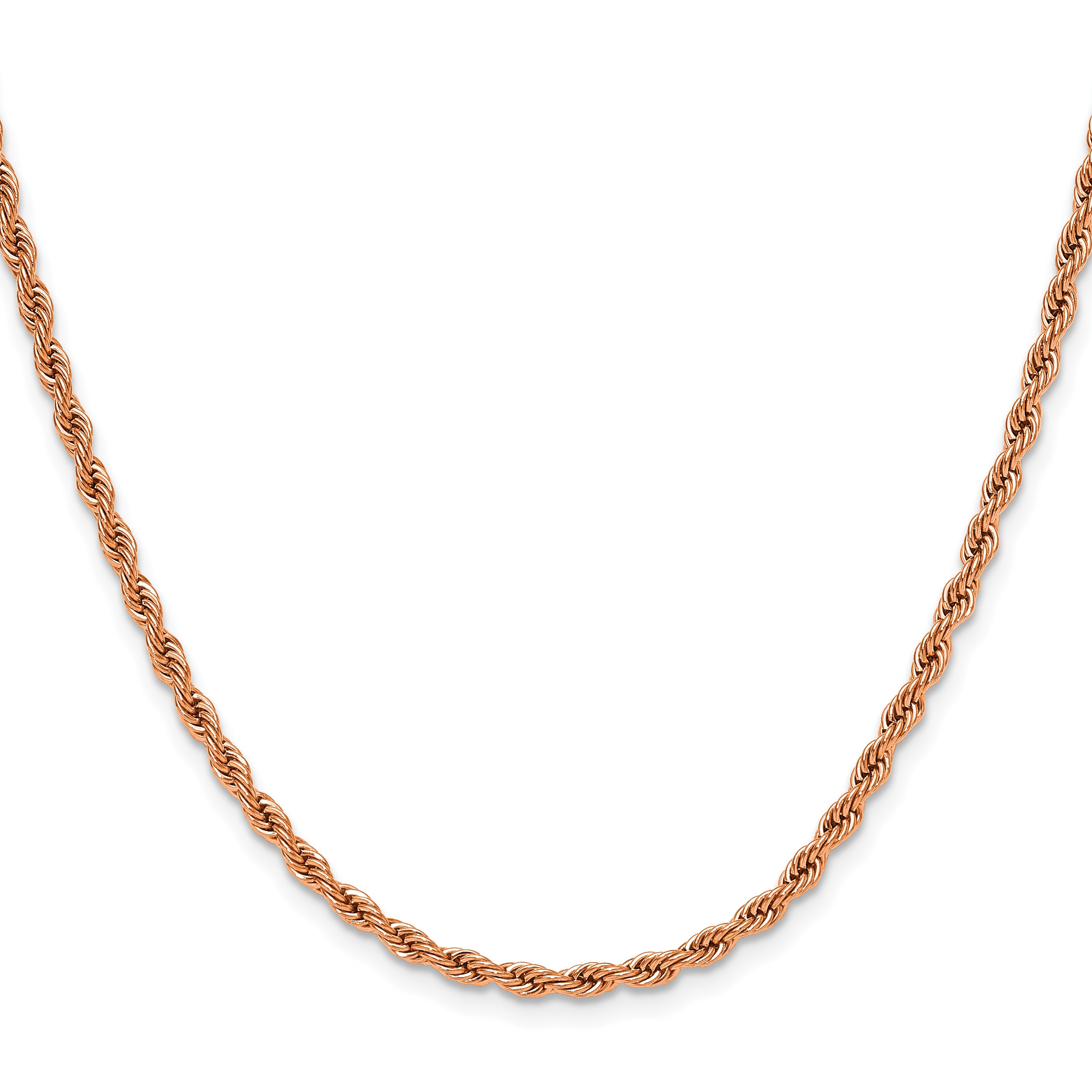 Polished Rose-Tone Stainless Steel Rope Chain Necklace 3mm Secondary image
