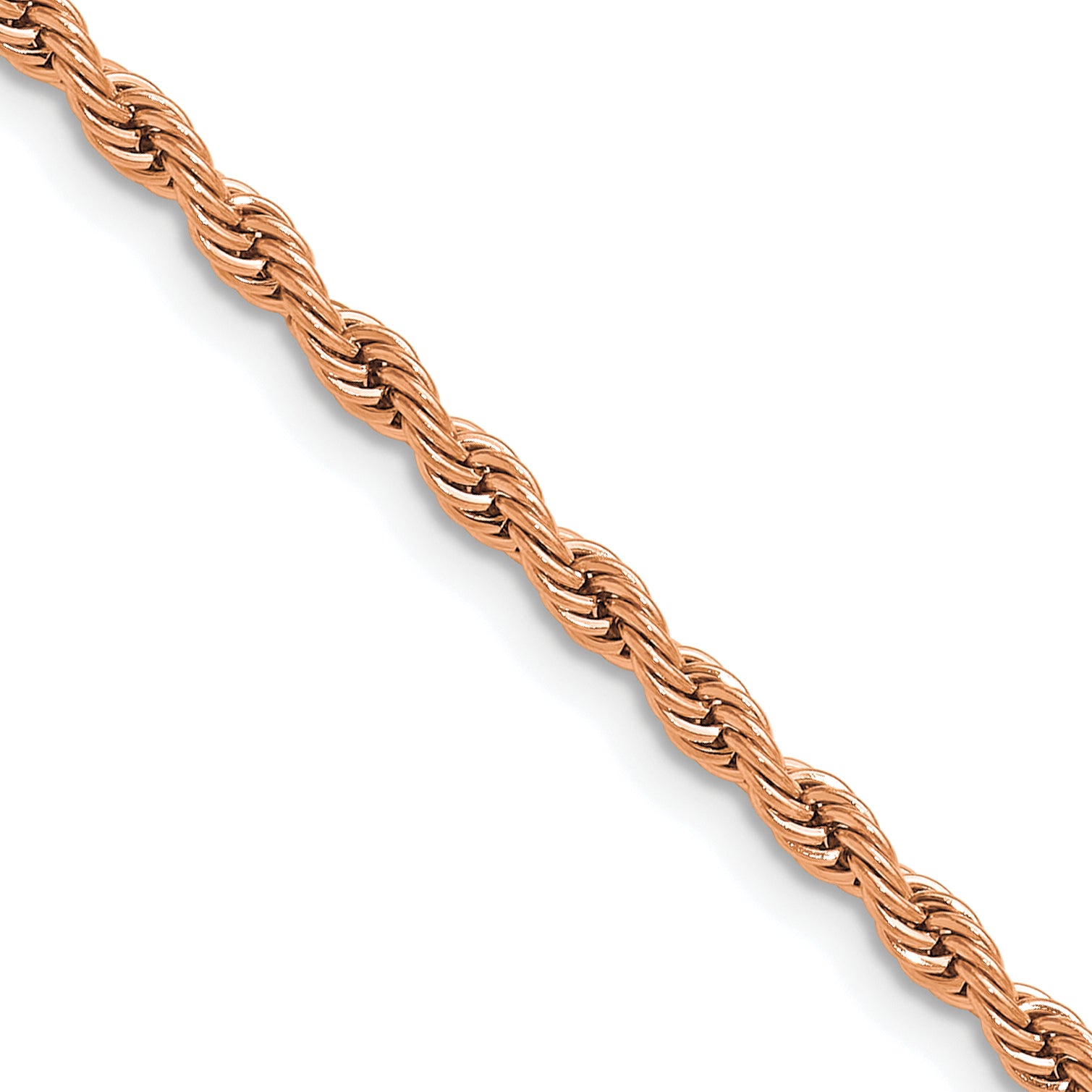 Polished Rose-Tone Stainless Steel Rope Chain Necklace 3mm
