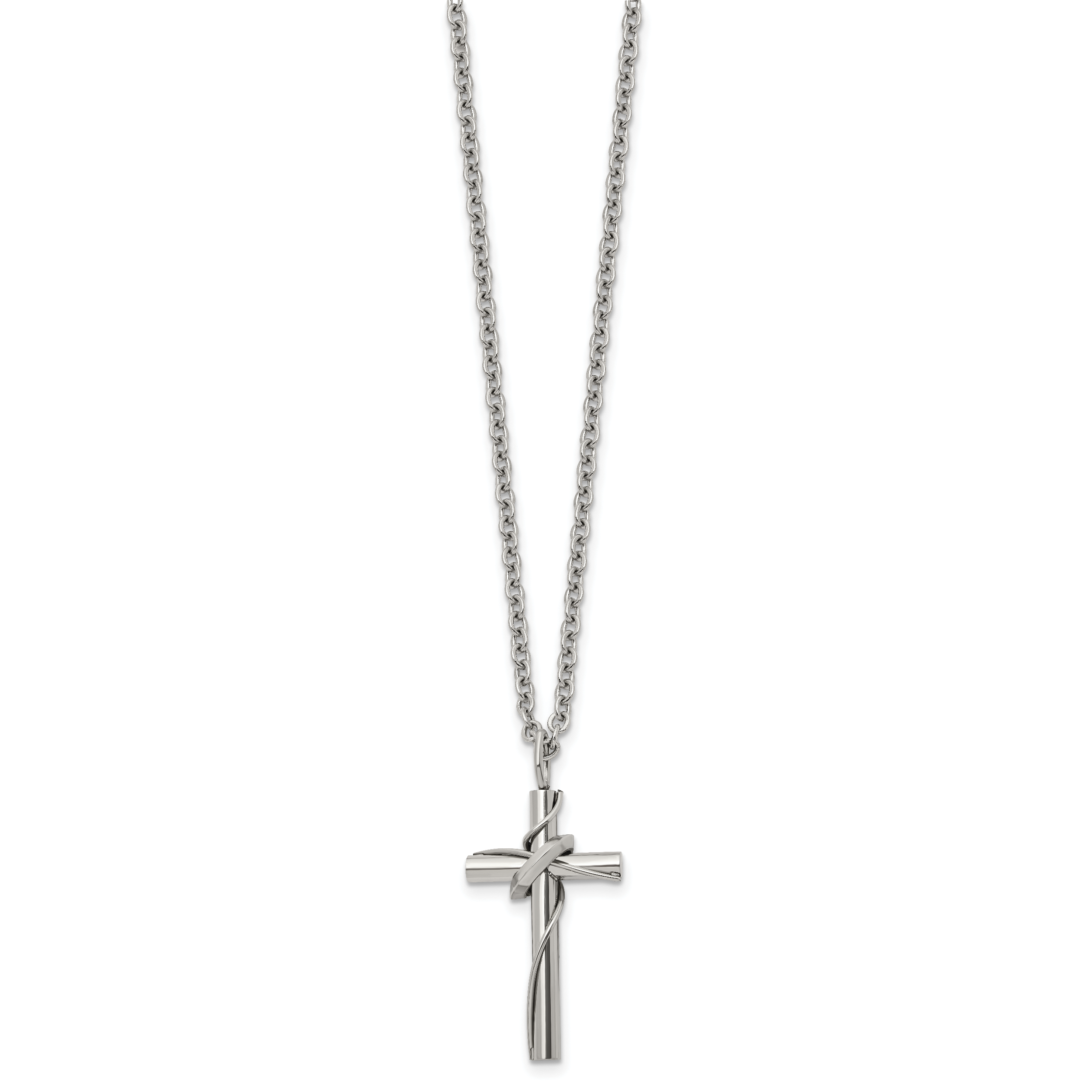 Polished Cross Stainless Steel Cable Chain Necklace 2.5mm Secondary image