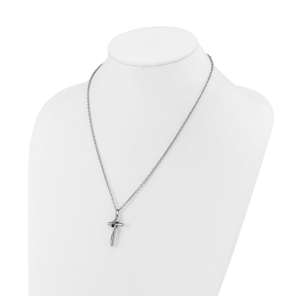 Polished Cross Stainless Steel Cable Chain Necklace 2.5mm